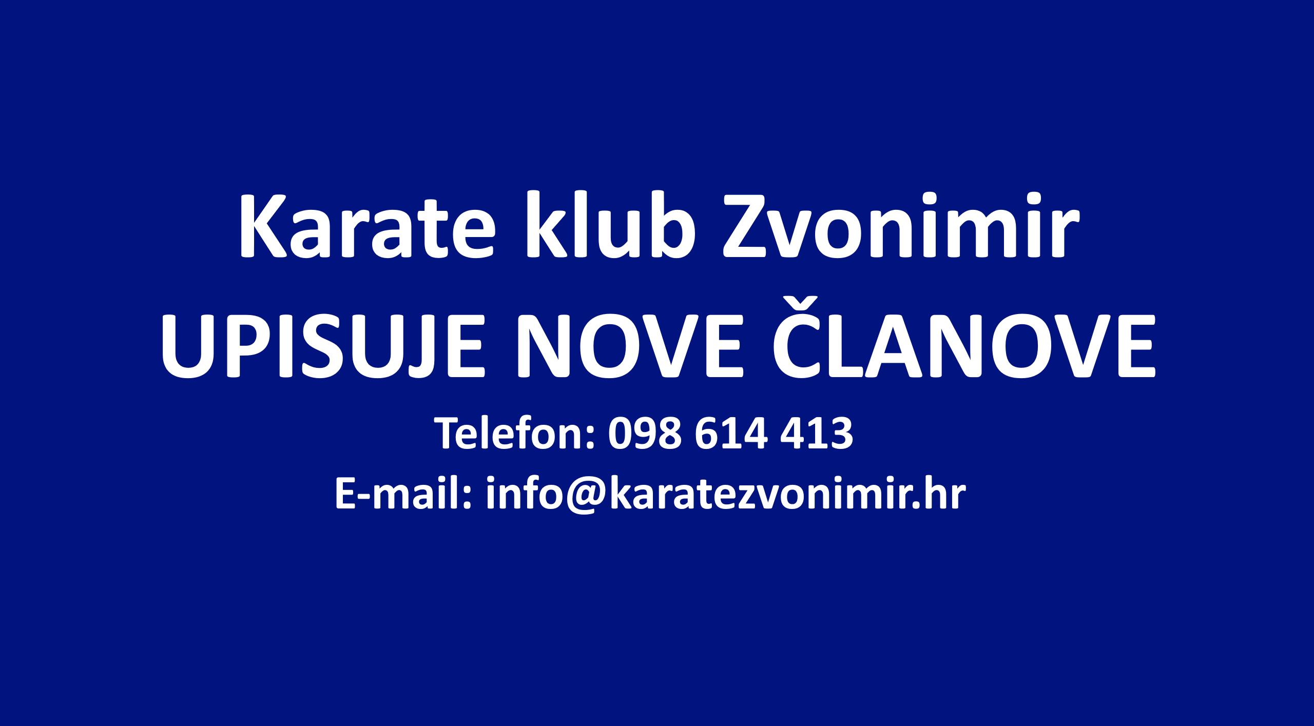 Karate klub Zvonimir upisuje nove članove